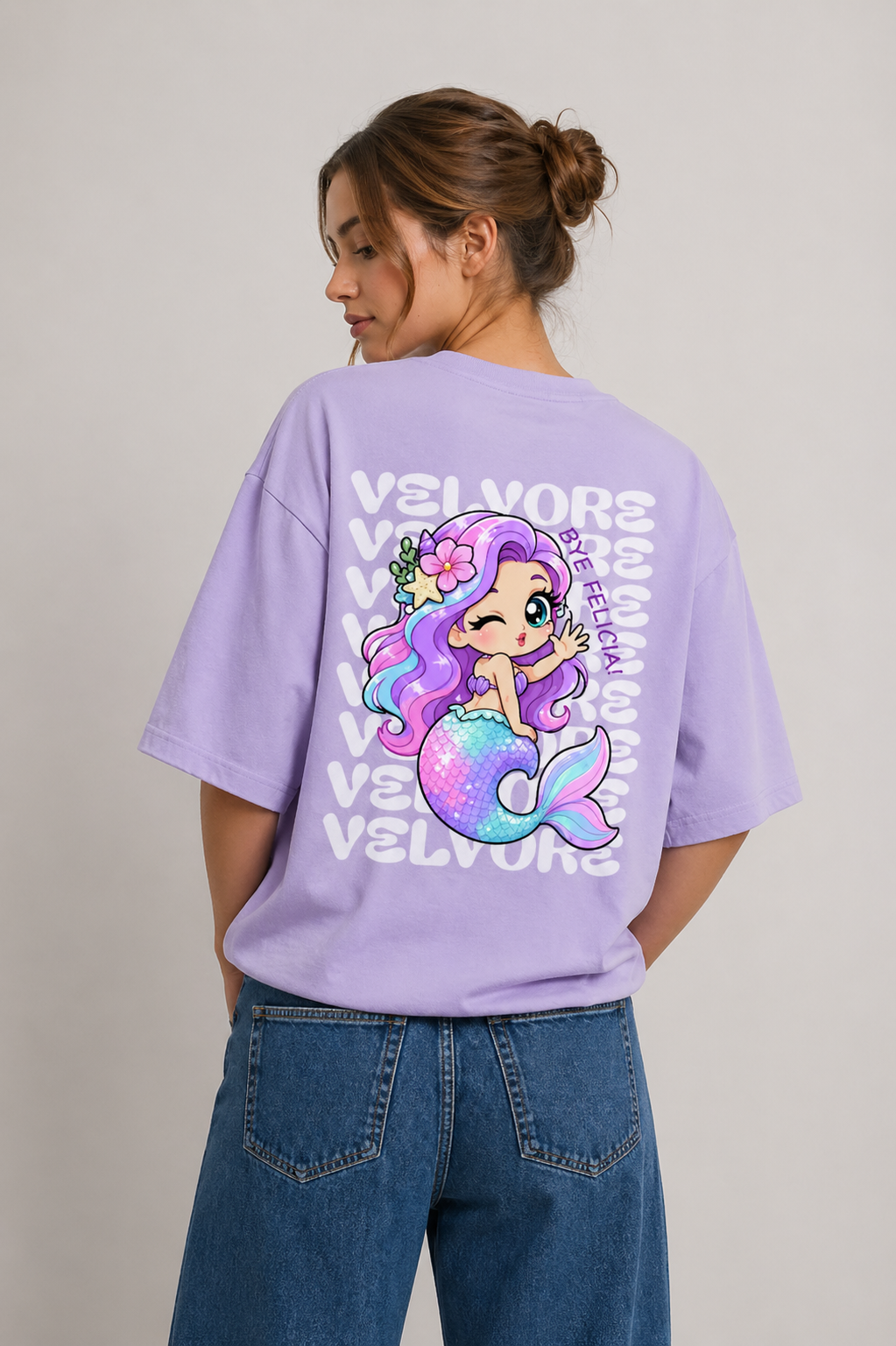 Mermaid Graphic Oversized T-Shirt Women Girls | Velvore
