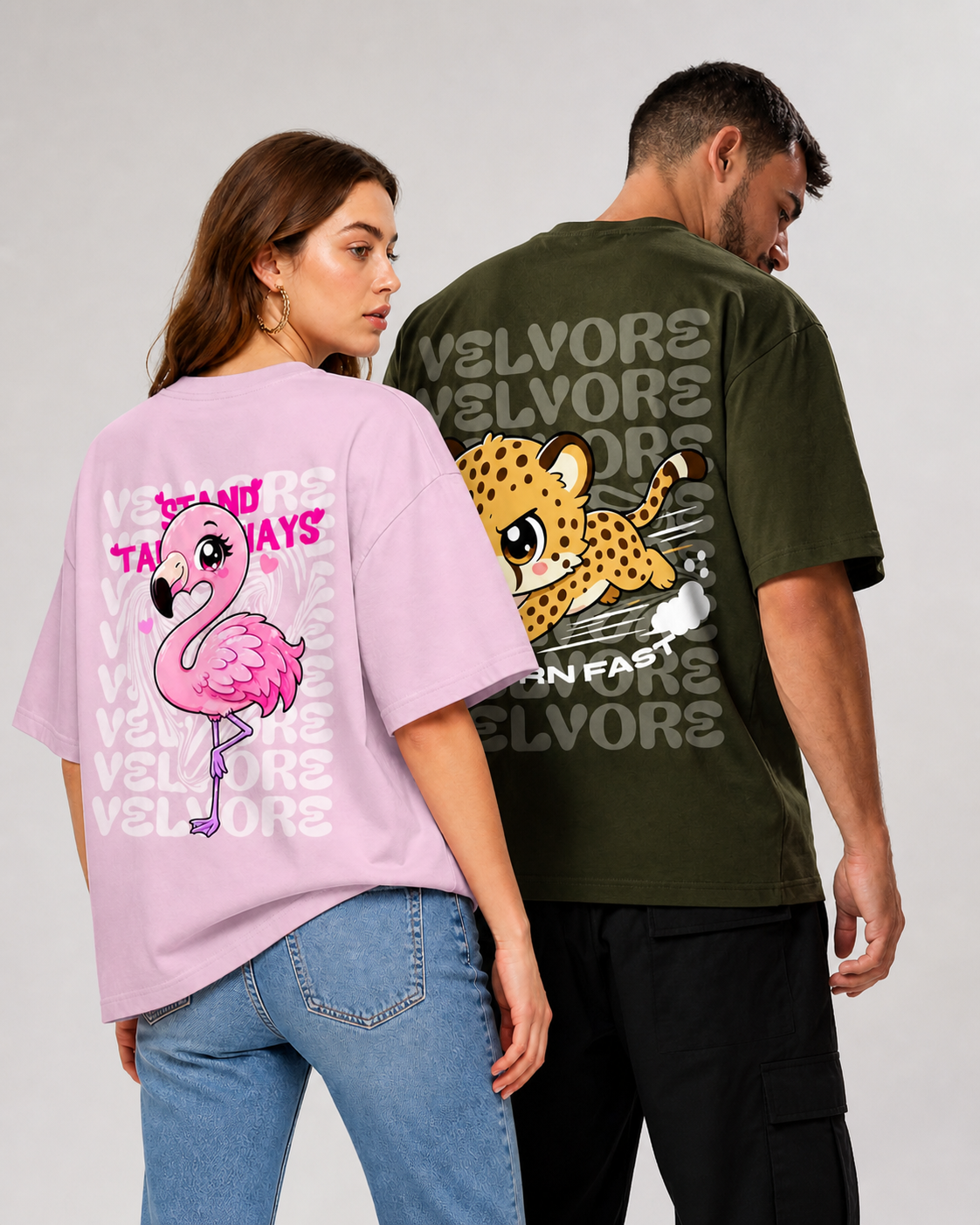 Cheetah + Flamingo Bundle | Printed T-Shirts Combo | Velvore