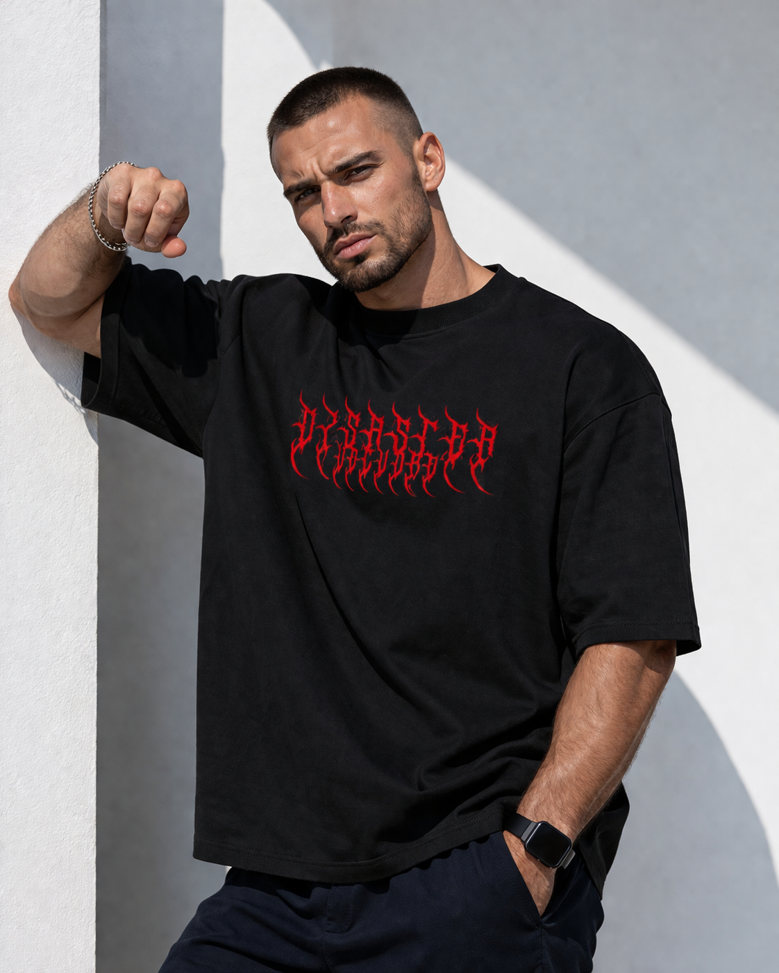 DISASTER Heavyweight Oversized Tee – Red on Black