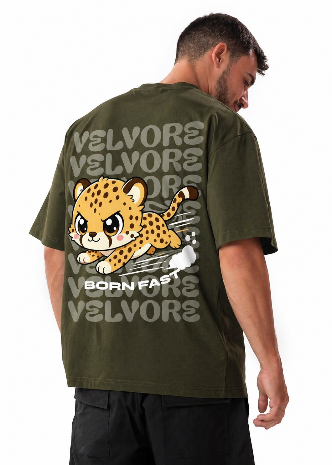 Cheetah Graphic Oversized T-Shirt Men | Velvore