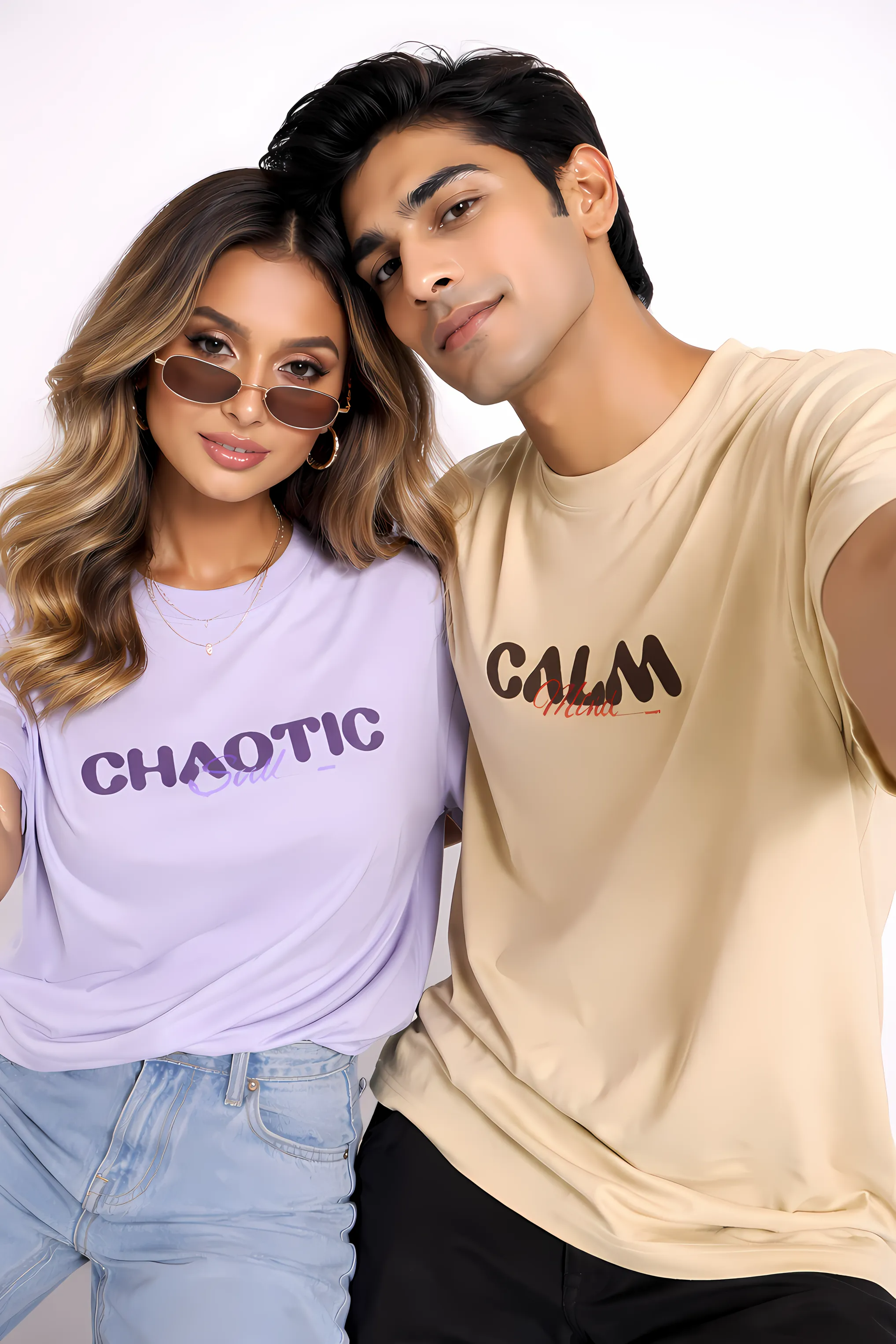 Calm Mind & Chaotic Soul Oversized Couple's Tee Bundle | Premium Streetwear Set