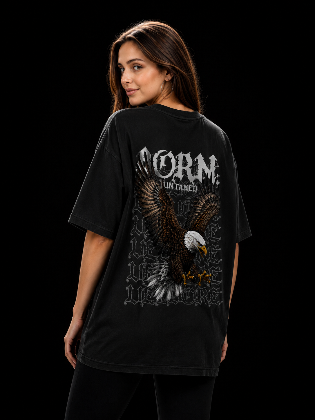 Born Untamed Eagle Graphic Oversized T-Shirt Unisex | Velvore
