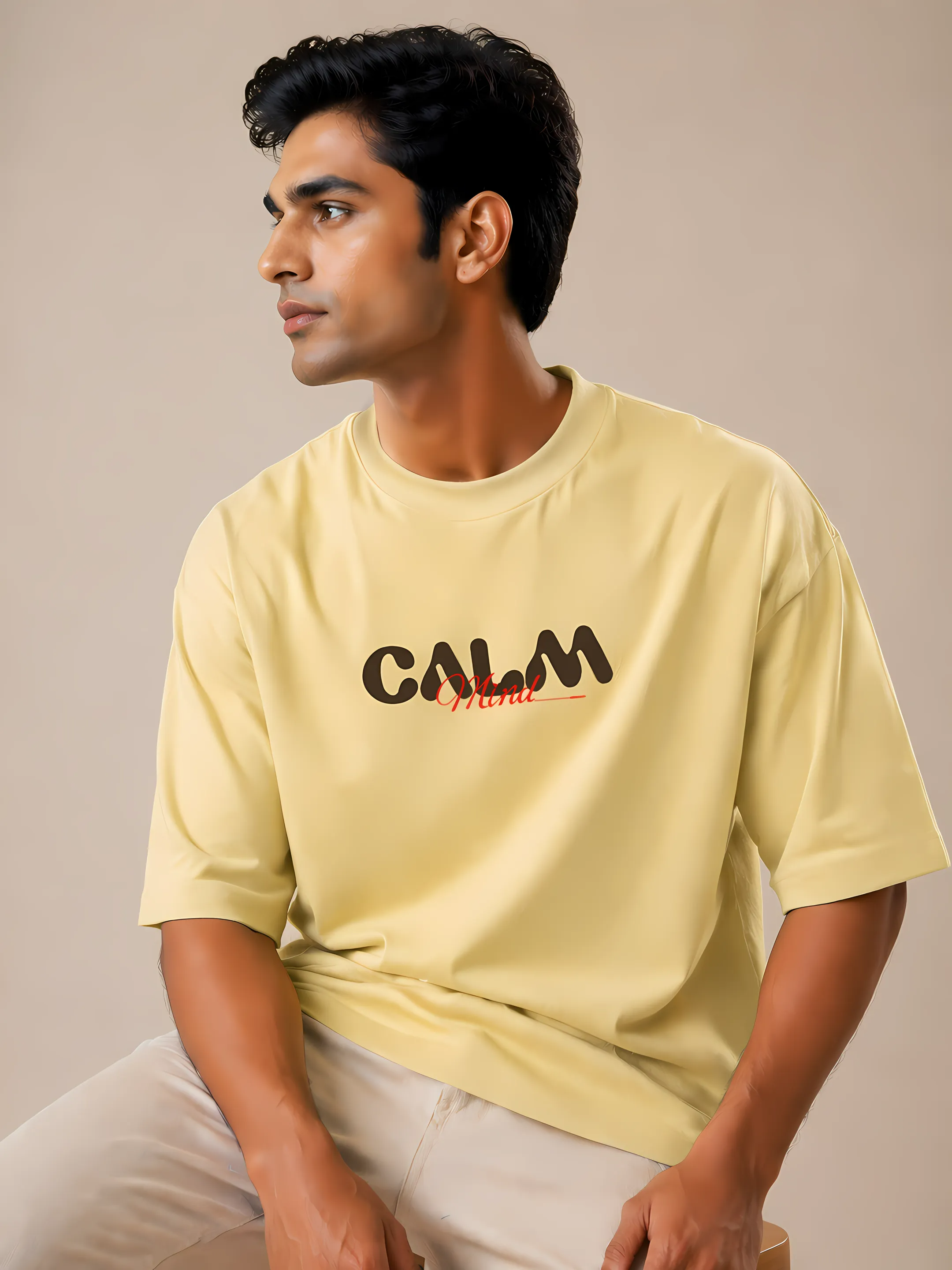 CALM MIND Oversized Sand Tee