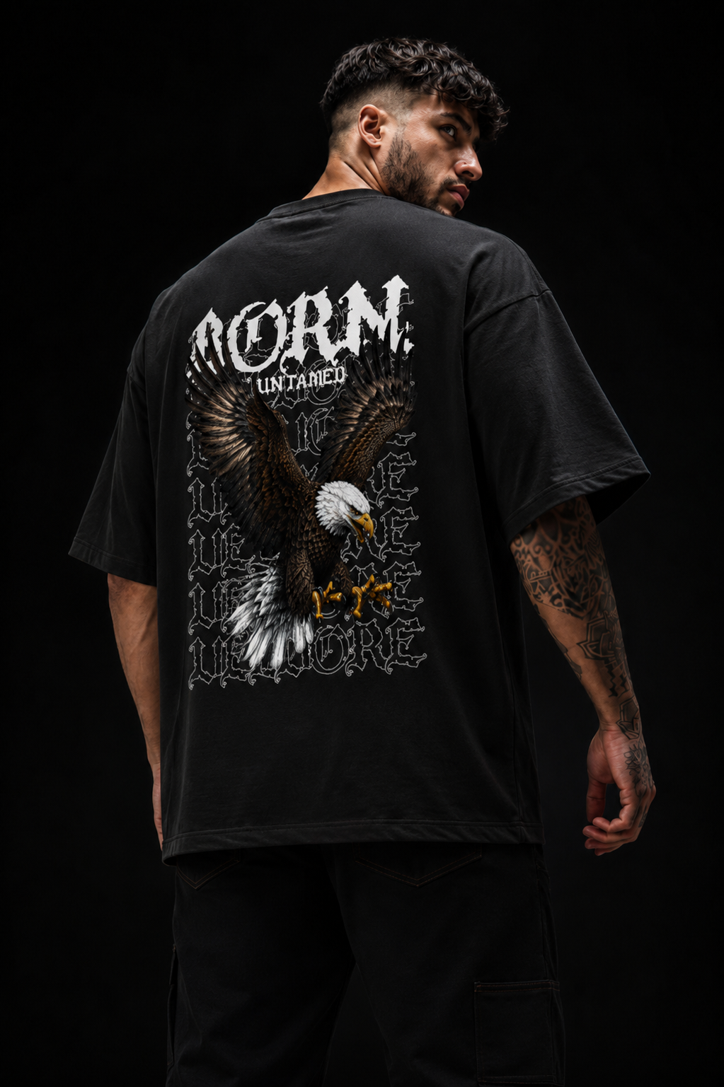 Born Untamed Eagle Graphic Oversized T-Shirt Unisex | Velvore