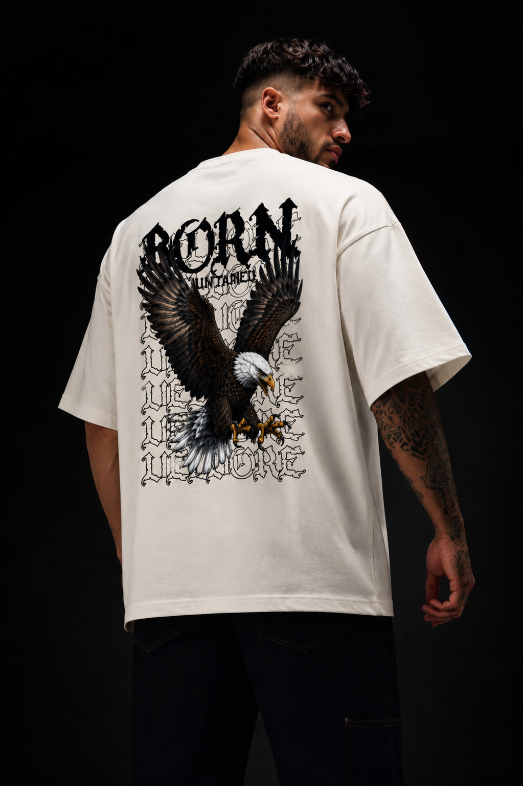 Born Untamed Eagle Graphic Oversized T-Shirt Unisex | Velvore