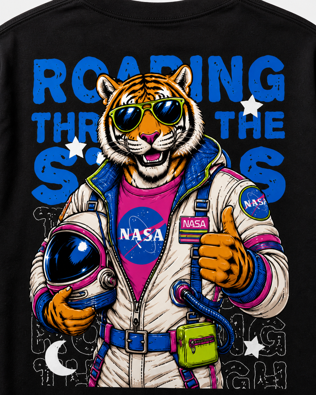 NASA Tiger Astronaut Graphic Oversized T-Shirt Men | Velvore